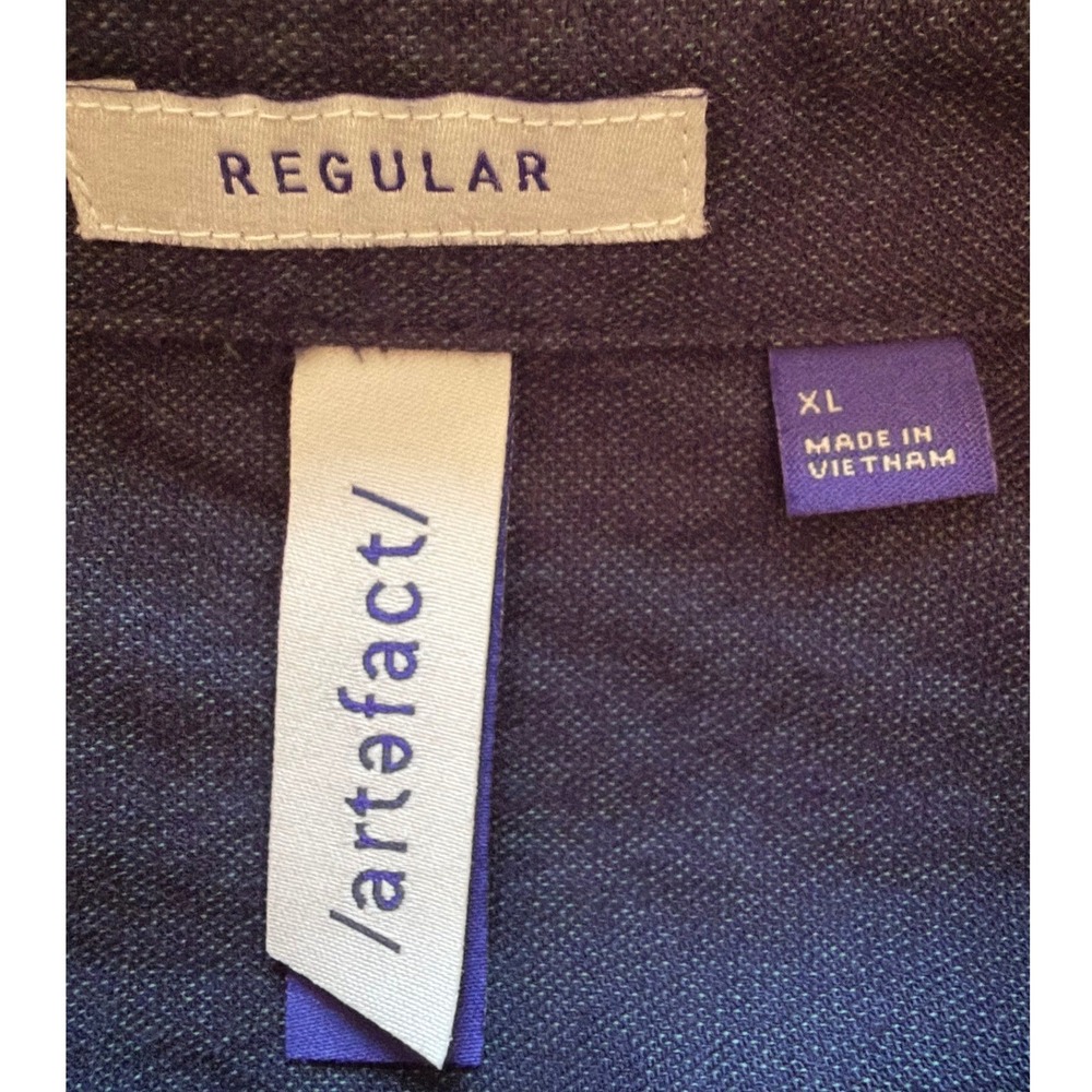 Artefact Mens Regular Fit Stretch Long Sleeve Button Down Shirt Navy Blue XL - Picture 3 of 8